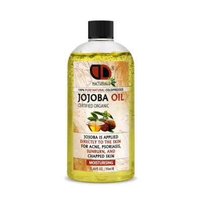 Image of Golden Jojoba Oil Organic Cold Pressed 100% Pure for Hair, Nails, Eyelash &amp; Eyebrow Growth Vegan Cruelty Free Skin, Face Body as Carrier, Massage (50ml Cap)