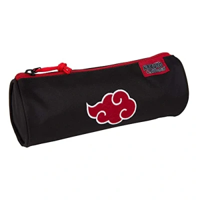 Image of NARUTO Cloud Gamer Pencil Case Round with 1 Large Compartment Lined Interior Embroidered Details Zipper Ergonomic Grip 8 x 22 cm Toybags