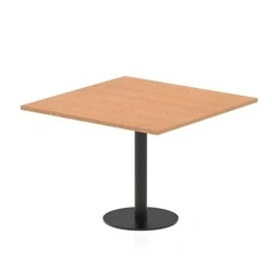 Image of Italia 1000mm Poseur Square Table Oak Top 720mm High Black Leg