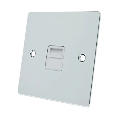 Image of Alliance Electrical FPCTELSWH Polished Chrome Flat Telephone Slave White Insert BT Phone Extension Secondary Socket, 240 V