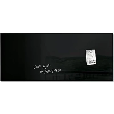 Image of SIGEL GL240 Premium Glass magnetic Board, glossy surface, 130 x 55 cm, easy mounting, Black Artverum