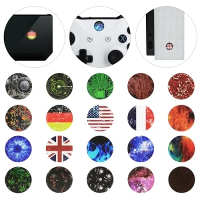 Image of eXtremeRate for Xbox One X, S, Console Kinect and One/One X/S/Elite Controllers Home Button Power Switch Stickers Skin Cover