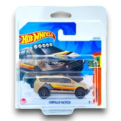 Image of Hot Wheels Chrysler Pacifica (Light Brown, Black &amp; Orange) 1/5 HW Vans 2024 182/250 (Short Card) includes a KLAS Car Keeper Protector Case HTB93