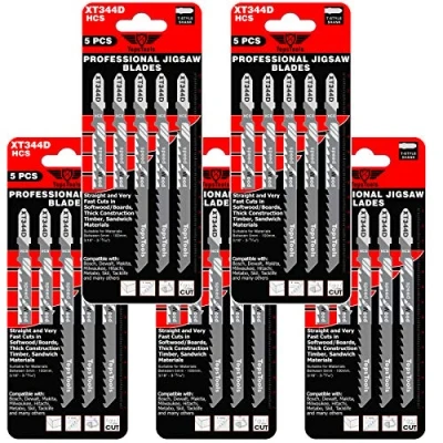 Image of 25 x TopsTools JSTTX344D_5 XT344D 132mm Long Clean and Fast Cuts Jigsaw Blades Compatible with Bosch, Dewalt, Makita, Milwaukee many more