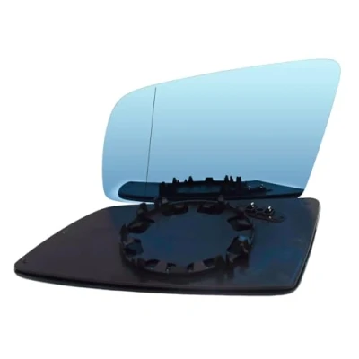 Image of RC Replacment Aftermarket Door Wing MIRROR Glass for 5 Series E60 &amp; E61 2003 2009 models and 6 E63 E64 Heated BLUE (Left Hand Side UK Passenger Side)