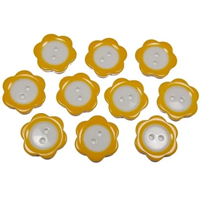 Image of Colour Rim Daisy Flower Plastic Buttons 20mm (Orange, 10)