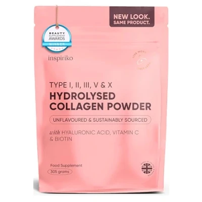 Image of Multi Collagen Powder for Women 10,000mg Type I, II, III, V &amp; X Hydrolysed Peptides with Hyaluronic Acid, Vitamin C Biotin Skin, Hair, Nails Joints, 30 Servings