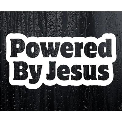 Image of Car Sticker Powered By Jesus Novelty Religious Van Window Bumper Boot Door Decal Gift Present