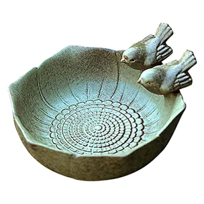 Image of Stronrive Bird Bath, Feeder, Ceramic Bath For Wild Birds, Water Garden, Patio, Balcony, Backyard Outdoor Indoor Aquarium Home Decoration (Diameter 16 cm)