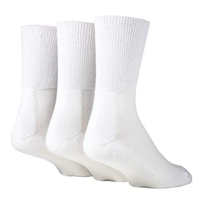 Image of IOMI Footnurse 3 Pack Unisex Extra Wide Bamboo Diabetic Socks 4 Sizes For Swollen Feet &amp; Legs Smooth Toe Seam Cushioned Foot (4 7 UK, White)