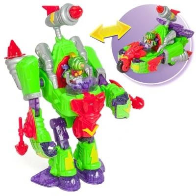 Image of SUPERTHINGS Turbo Warrior Speed Transformable robot villain, the transforms into a motorbike, includes 1 Warrior, accessory and SuperThing
