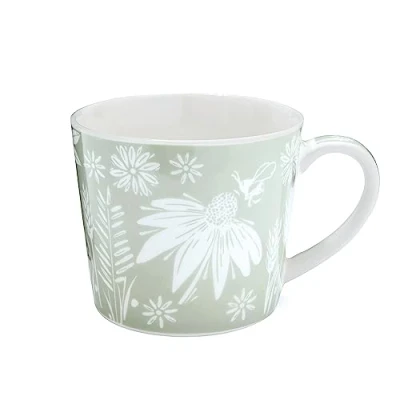 Image of Cooksmart British Designed Conical Coffee Mug Ceramic Mugs for Home or Work Large Hot Drinks Tea and Cups Homstead