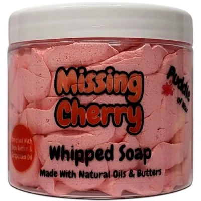 Image of Missing Cherry Whipped Soap Body Wash 150g Natural Oils and Butters Perfume Scent Vegan Friendly Puddle of Wax Made in the UK