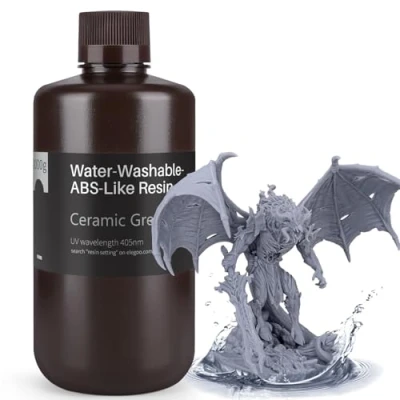 Image of ELEGOO Water Washable ABS Like Resin 1KG, Rapid 3D Printer 405nm LCD UV Curing Standard Photopolymer for Printing Grey 1000G