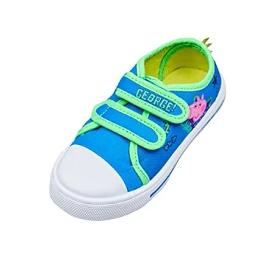 Image of Peppa Pig George Boys Easy Close Canvas Pumps Low Top Trainers UK Child 6 Blue