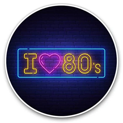 Image of 2 x 30cmVinyl Stickers I Love 80&#039;s Neon Sign Effect Decals for Car Van Luggage Scrap Book Fridge #21713