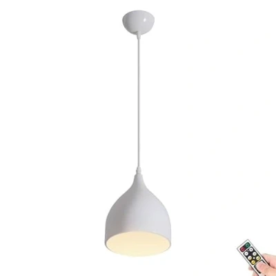 Image of KEFA Battery Operated Pendant Light with Remote, Indoor No Wiring Ceiling Hanging Light, Modern Wireless Lighting Chandelier Fixture for Kitchen Island Dining Room Living Farmhouse (Colo