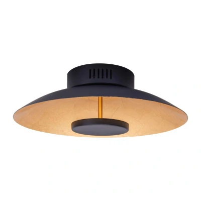 Image of Firenze LED 40cm Bowl Semi Flush Ceiling Light Black Gold 3000K