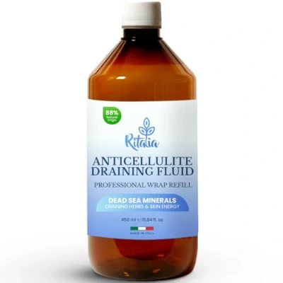 Image of Ritalia® Anti Cellulite Bandage Refill Liquid Draining, Firming Formula with Dead Sea Salt, Caffeine &amp; Ivy Extract Vegan Solution for Legs, Belly, Thighs, Arms Hips Made in Italy