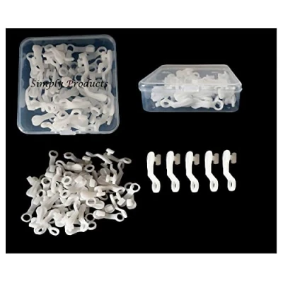 Image of 50pc Curtain Track Glider Hooks Plastic White, Rail Hooks, Curtains for Window Curtain, Door and Shower (50pc White Hooks)