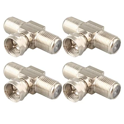 Image of Jopto 4PCS F Type RG6 Male to 2 Female 3 way Coax Cable Splitter Adapter Connector Connectors Satellite Indoor Tv Aerial Jack RF Coaxial