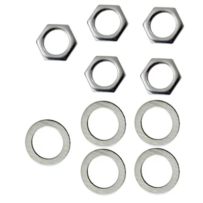 Image of 5 Pieces Electric Guitar Bass Jack Output Socket Nuts with Washers Silver