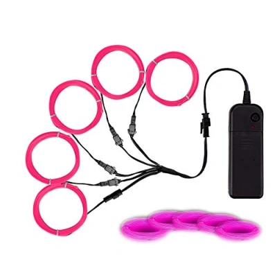 Image of EL Wire Pink, Noise Reduction Neon Lights 5 in 1 Meter, Electroluminescent for Halloween, Christmas Party, DIY Decoration (Pink)…