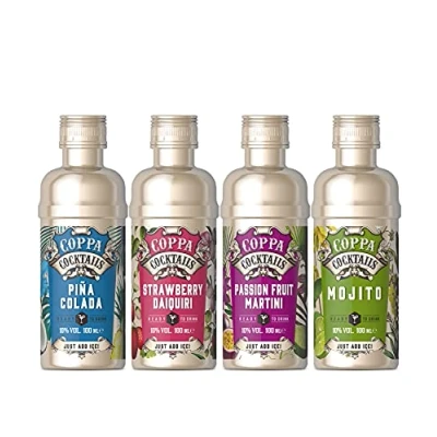 Image of Premium Ready to Drink Mini Coppa Cocktails, Flavours Include: Mojito, Strawberry Daiquiri, Pina Colada, Passion Fruit Martini (Pack of 4)