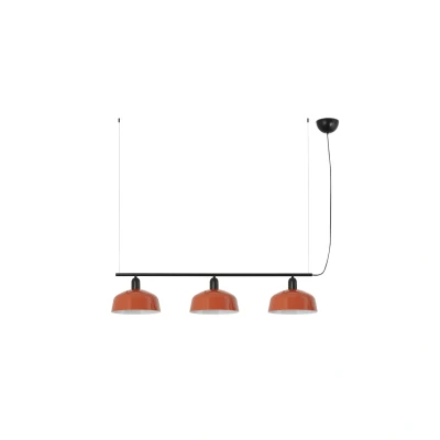Image of Tatawin Medium Bar Pendant Ceiling Light Black, Gloss Reddish Orange 3x E27