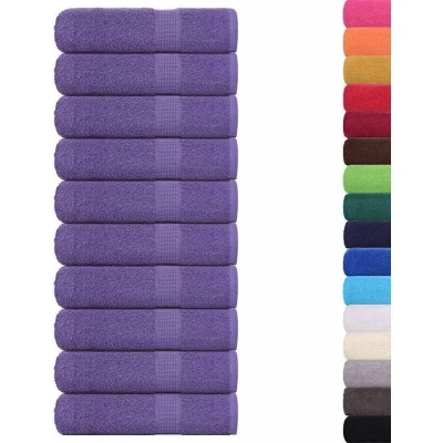 Image of vidaXL Hand Towels 10 pcs Purple 50x100 cm 360 gsm 100% Cotton
