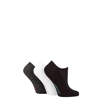 Image of SockShop Ladies Half Cushioned Bamboo No Show Socks Pack of 3 Black/Grey/White 4 8
