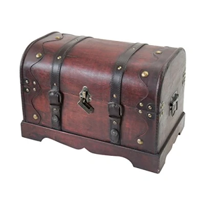 Image of HMF 6403 140 Wooden Treasure Chest with Lock 40 x 23 27 cm Large Cambodia