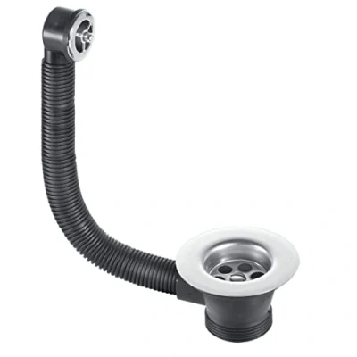 Image of McAlpine FSW2PC Plated Grid Combined Waste and Overflow Sink, Black, Chrome