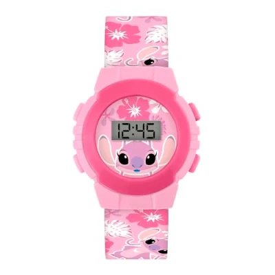 Image of Lilo and Stitch Angel Pink Digital Quartz Tropical Silicone Strap Watch LAS4141ARG