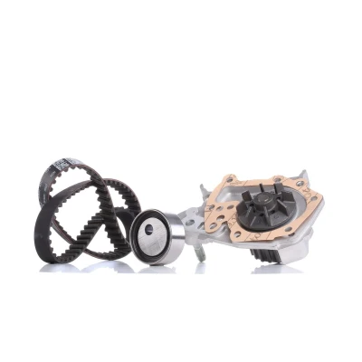 Image of VKMA06003, VKPC86415 Water Pump + Timing Belt Kit SKF VKMC 06003 with gaskets/seals 96 rounded tooth profile Sheet Steel RENAULT: CLIO 2