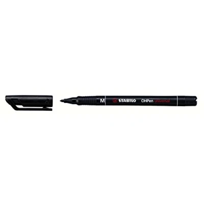 Image of Stabilo Set of 10 OHPen Permanent Felt Pens with 1 mm Tip M Black