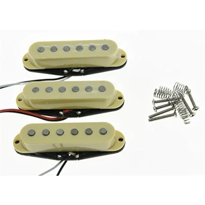 Image of KAISH Set of 3 Cream Flat Pole Alnico 5 Single Coil Pickups High Output Sound Strat SSS Pickup