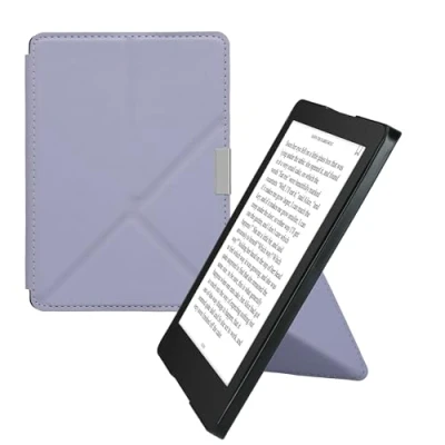 Image of kwmobile Origami Case Compatible with Kobo Aura Edition 2 Slim PU Leather Cover Stand Lavender