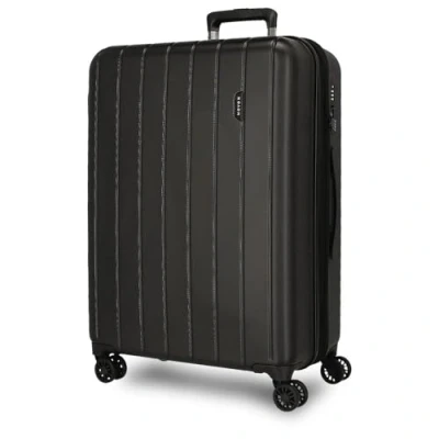 Image of Movom Wood Black Medium Suitcase 44.5 x 65 27.5 cm Rigid ABS TSA Lock 68 Litre 3.8 kg 4 Double Wheels