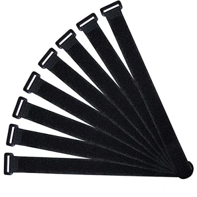 Image of QitinDasen 20Pcs Premium 40cm Cable Ties Set, Reusable Straps Cinch Straps, Multipurpose Hook and Loop Fastener, Wire Organizer for Cords Management (Black)