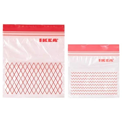 Image of ISTAD IKEA 2 x Plastic Bag, Red, Pack of 60, Comprises: 30 bags (0.4 l) and (1 l), can be used over again since it re sealed.