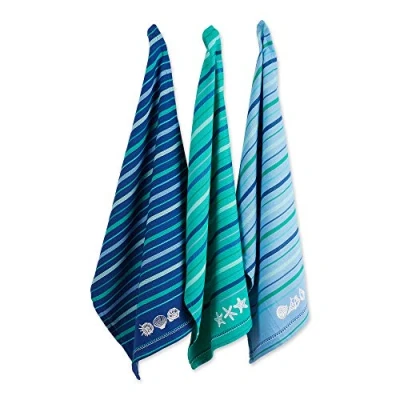 Image of DII Kitchen Dishtowel Set, Cotton, Blue Sea, 18x28