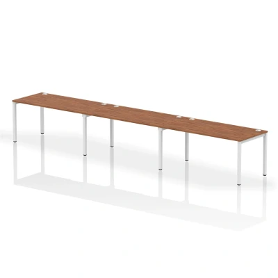Image of Impulse Bench Single Row 3 Person 1600 White Frame Desk Walnut