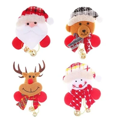 Image of 4pcs Christmas Led Flashing Brooch Pin Xmas Badge for Children Gift Party Favors