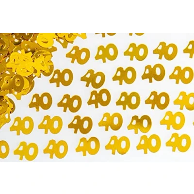 Image of SHATCHI 14g Gold 40th Birthday Confetti Foil Metallic Glitz Table Scatter Sprinkles Age Bday Party Decorations, 12mm