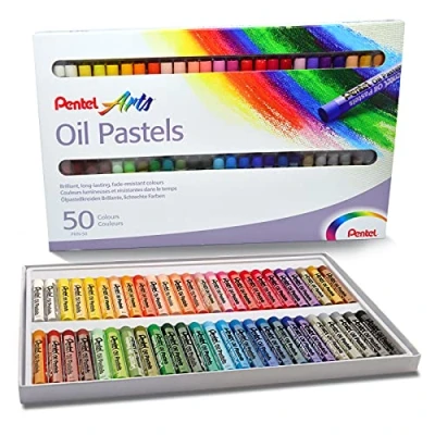 Image of Pentel oil pastel pencils box of 50 assorted colours