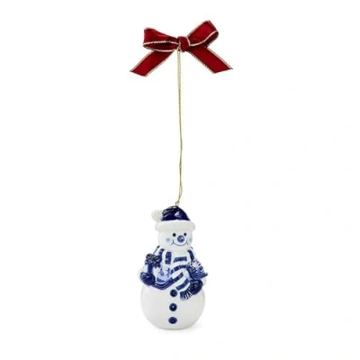 Image of Spode Blue Italian Snowman Ornament Festive Decoration, Novelty Bauble for Seasonal Decor Ideal Holiday Keepsake Christmas Collectible Home Decoration