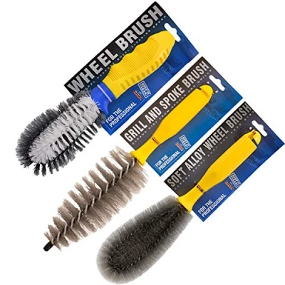 Image of Smart Tech Car Care Standard Grill, Spoke &amp; Alloy Wheel Cleaning Brush Set Of 3 Various Styles