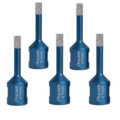 Image of 5x pack Pulsar High Performance 6mm (M14) Angle Grinder Diamond Tile Dry Drill Bit for Porcelain Ceramics and Natural Stone