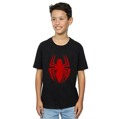 Image of Marvel Boys Spider Man Logo Emblem T Shirt Black 5 6 Years